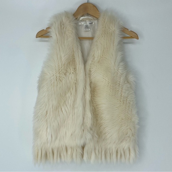 Ellison faux fur cream vest with fringe bottom wms sz small - Picture 12 of 15